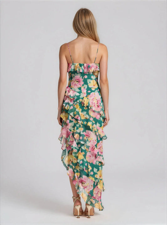 Josefina Printed Ruffle-Trim Dress Dress the Population 