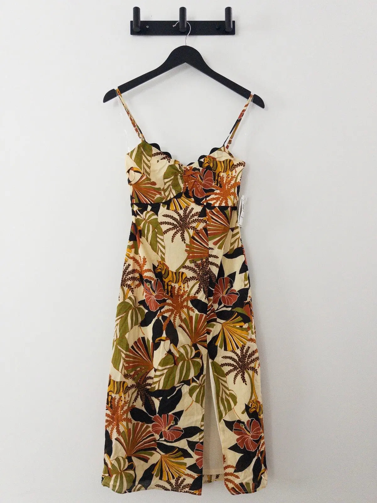 Juniors Scalloped Printed Slip Midi Dress ROW A 