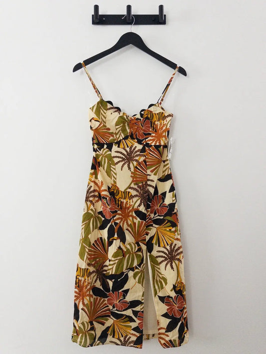 Juniors Scalloped Printed Slip Midi Dress ROW A 
