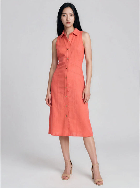 Maggy London Women's Collared Sleeveless Button-Front Dress - Layalita