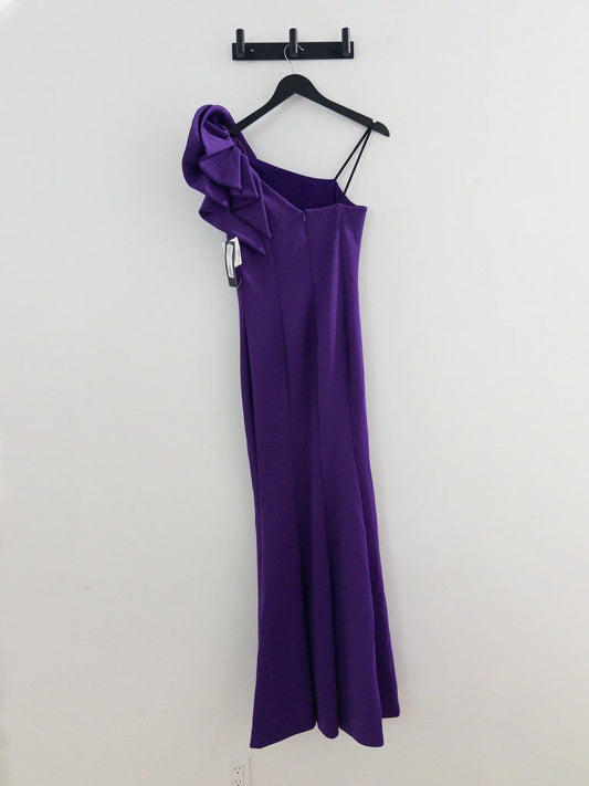 One-Shoulder Scuba Crepe Gown - Layalita