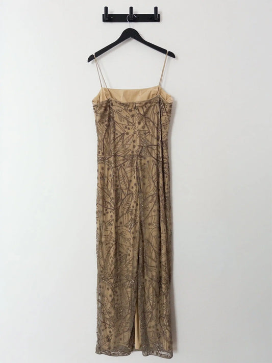Palm-Frond-Motif Beaded Mesh Gown Lauren Ralph Lauren 