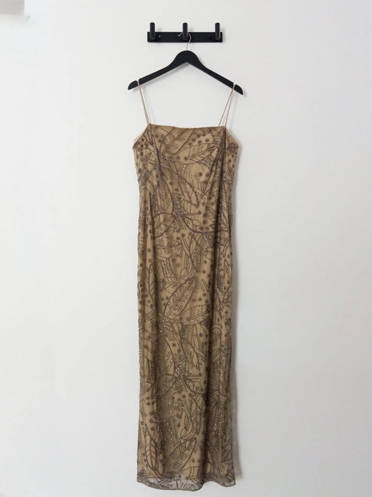 Palm-Frond-Motif Beaded Mesh Gown Lauren Ralph Lauren 