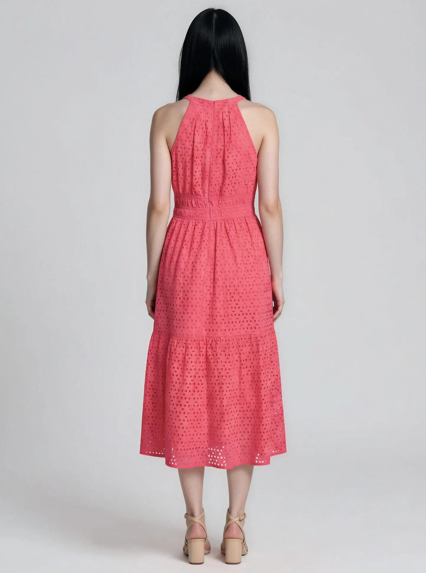Petite Cotton Tie-Neck Sleeveless Tiered Dress - Layalita