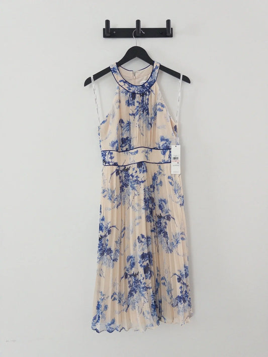 Petite Floral Halter Neck Chiffon Dress - Layalita