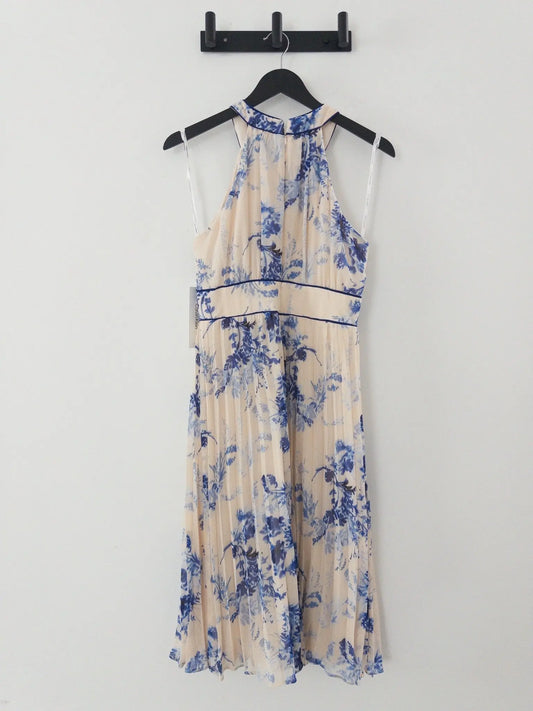 Petite Floral Halter Neck Chiffon Dress - Layalita