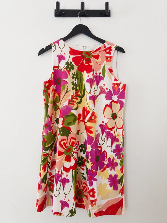 Petite Printed Sleeveless Scuba Trapeze Dress - Layalita