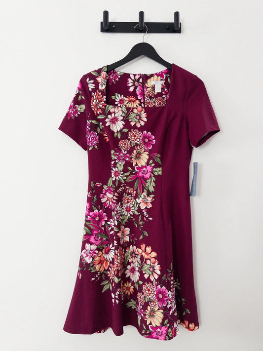 Petite Size Short-Sleeve Fit and Flare Dress London Times 