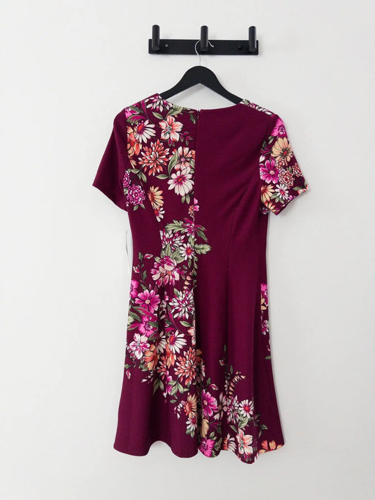 Petite Size Short-Sleeve Fit and Flare Dress London Times 