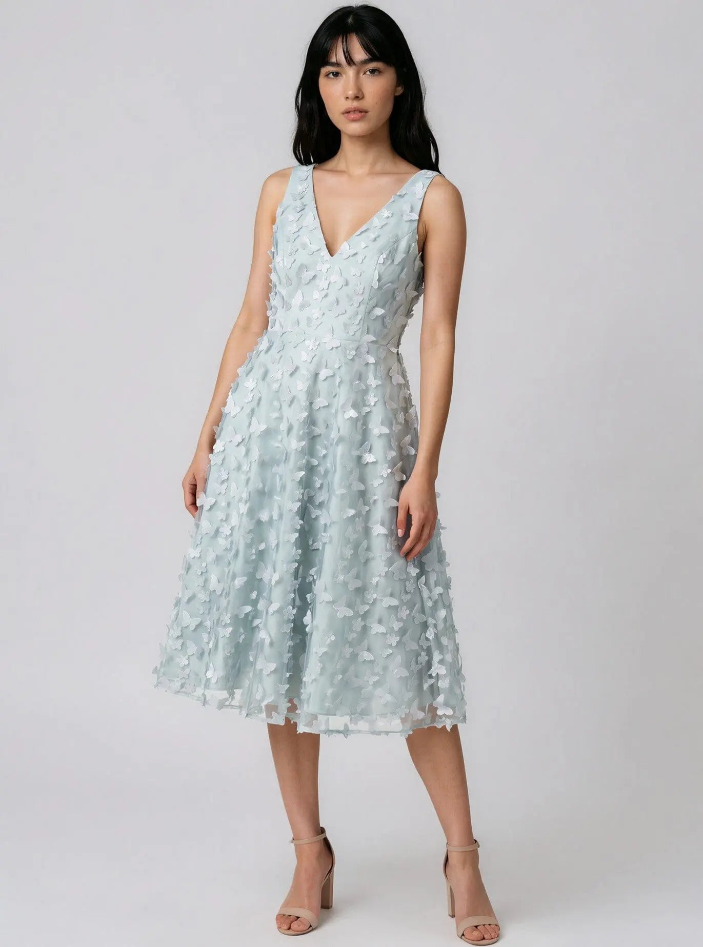 Petite Sleeveless Fit & Flare 3D-Appliqué Dress - Layalita