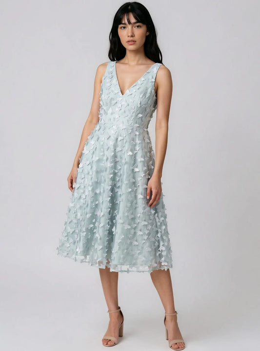 Petite Sleeveless Fit & Flare 3D-Appliqué Dress - Layalita