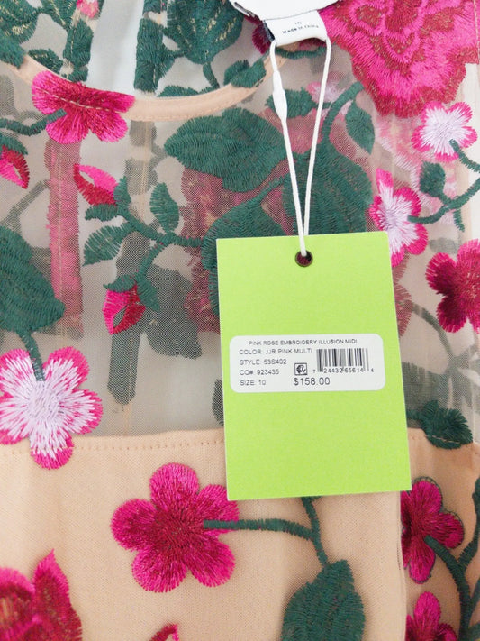 Pink Rose Embroidered Sleeveless Dress - Layalita