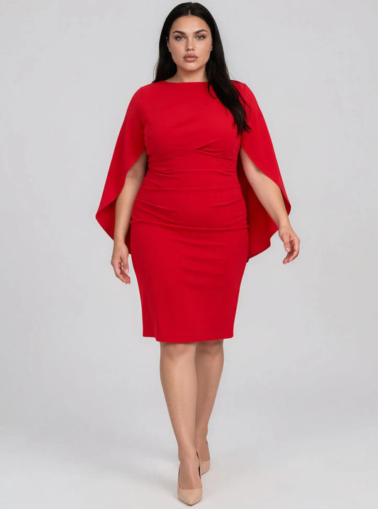 Plus "Jordan" Short Scuba Crepe Drape Back - Layalita