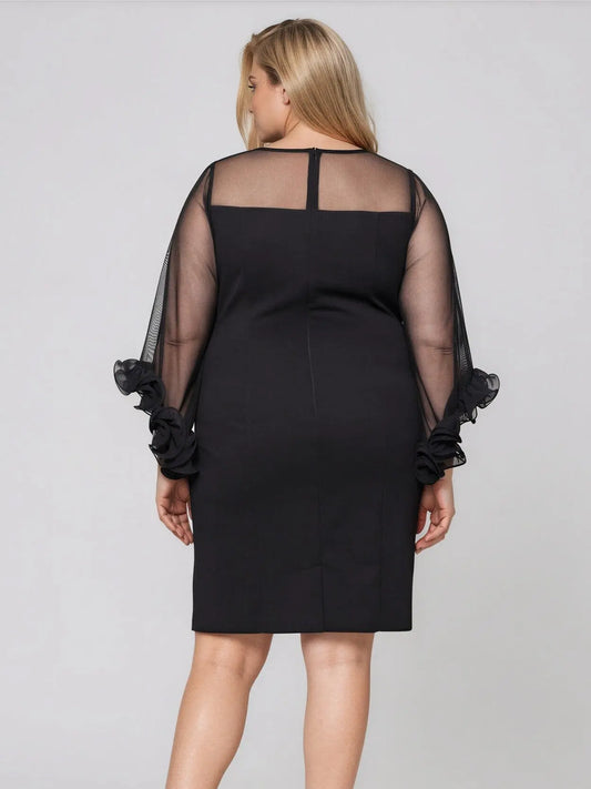 Plus Size 3/4-Sleeve Crepe A-Line Dress Alex Evenings 