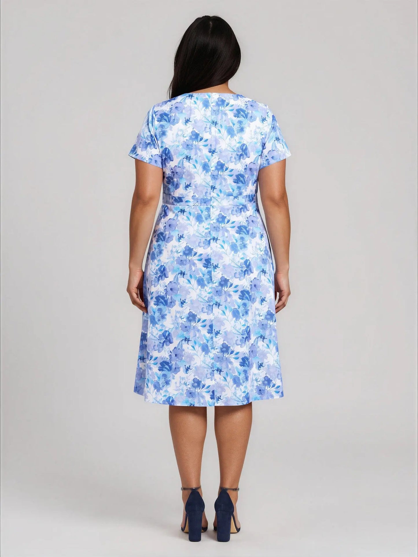 Plus Size Floral-Print Bow Fit & Flare Dress - Layalita