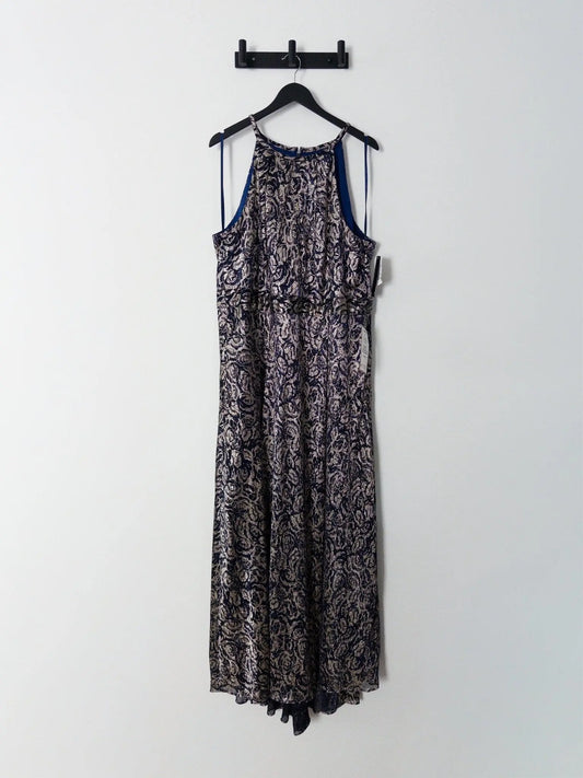 Plus Size Metallic Floral Print Sleeveless Gown Betsy & Adam 