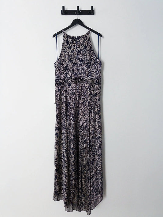 Plus Size Metallic Floral Print Sleeveless Gown Betsy & Adam 