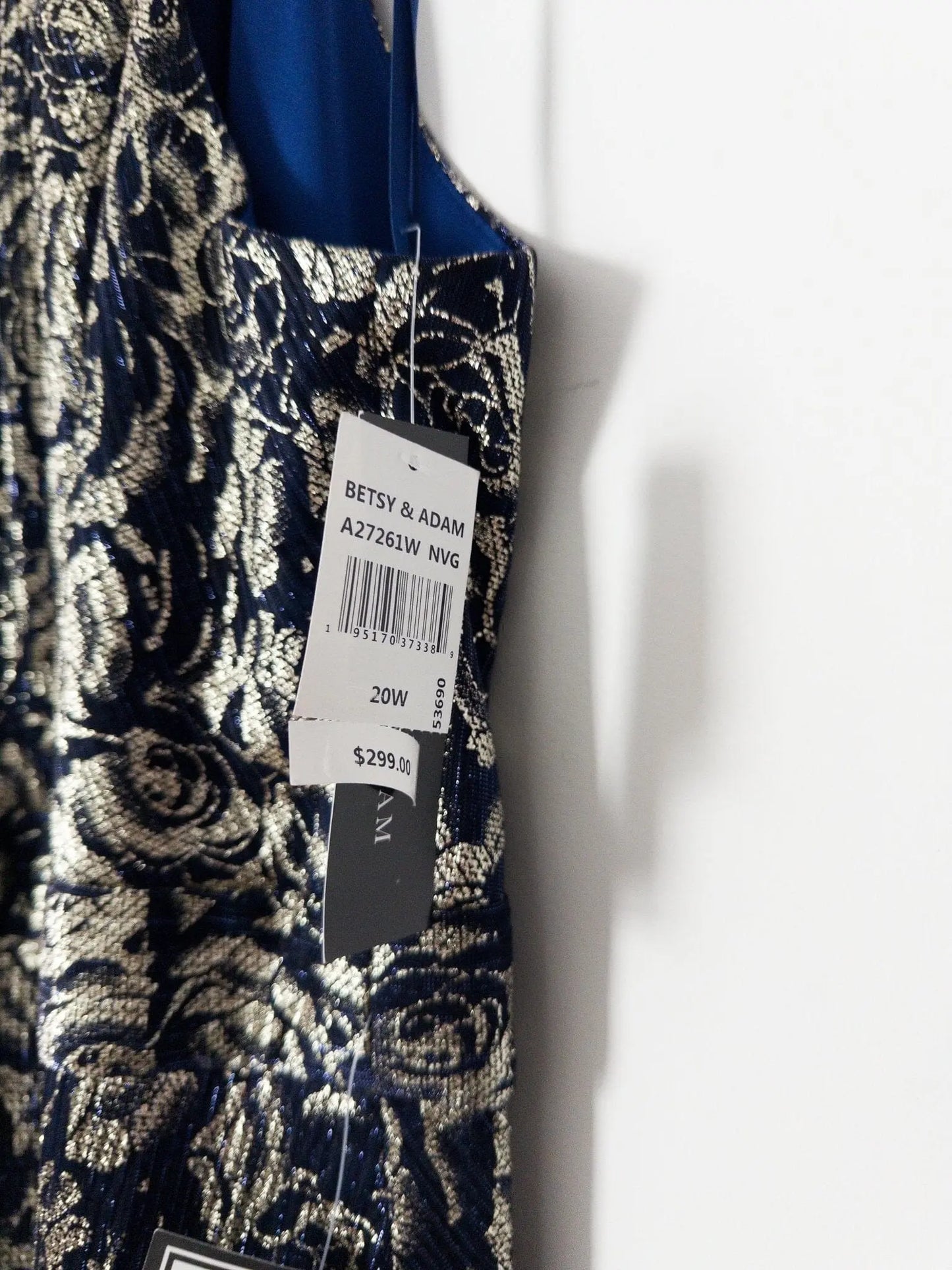 Plus Size Metallic Floral Print Sleeveless Gown Betsy & Adam 