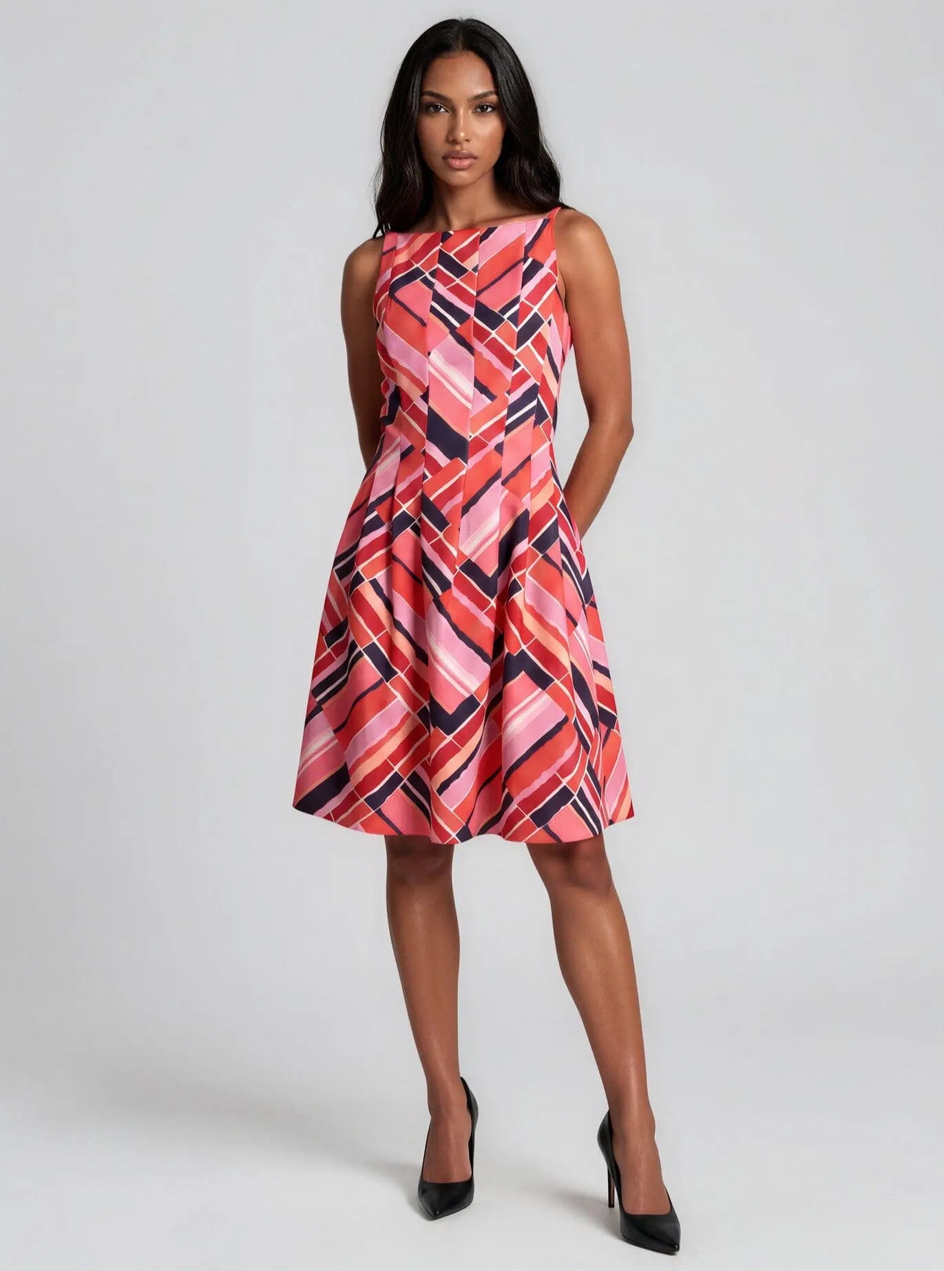 Plus Size Printed Scuba Fit & Flare Dress - Layalita