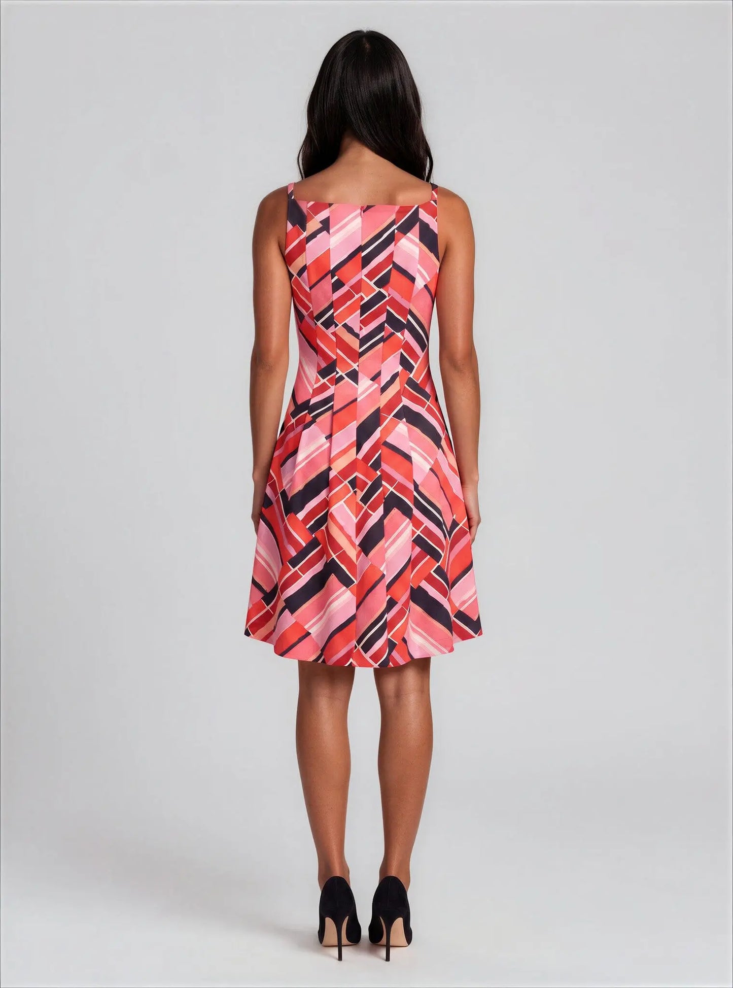Plus Size Printed Scuba Fit & Flare Dress - Layalita