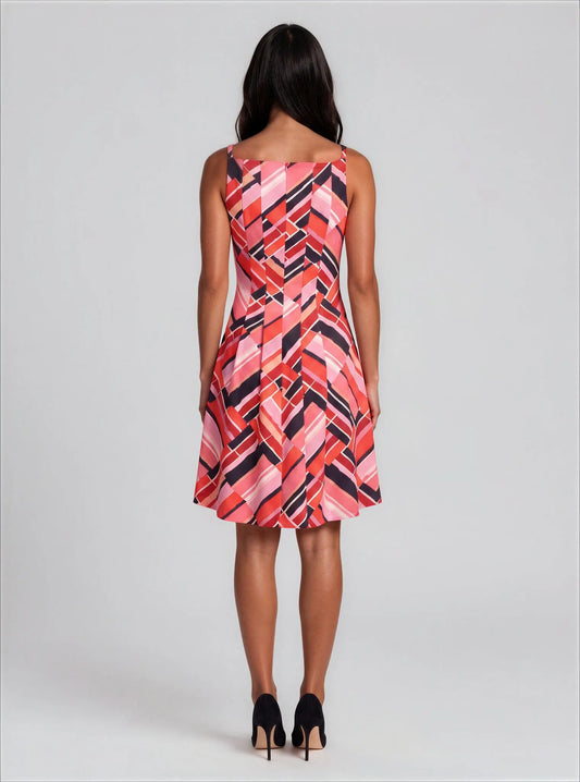 Plus Size Printed Scuba Fit & Flare Dress - Layalita