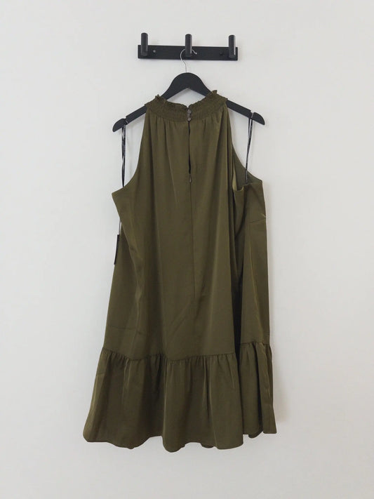 Plus Size Satin Mock-Neck A-Line Dress - Layalita