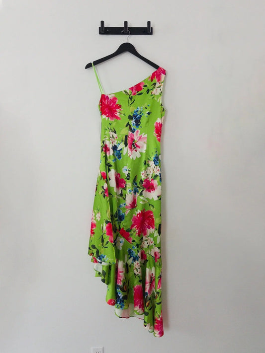 Printed Asymmetric One-Shoulder Midi Dress - Layalita