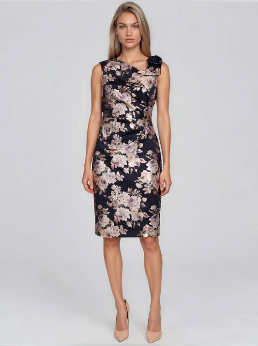 Printed Asymmetric Sleeveless Sheath Dress - Layalita