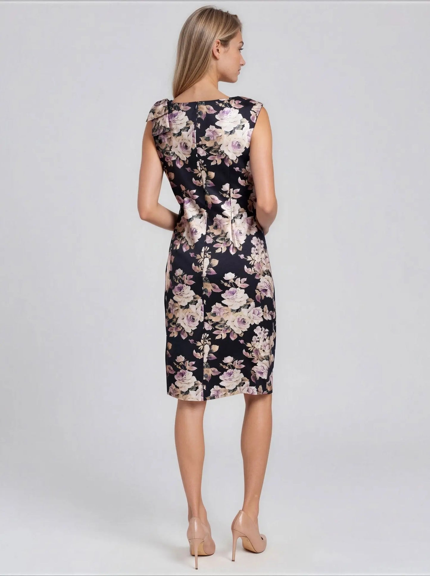 Printed Asymmetric Sleeveless Sheath Dress - Layalita