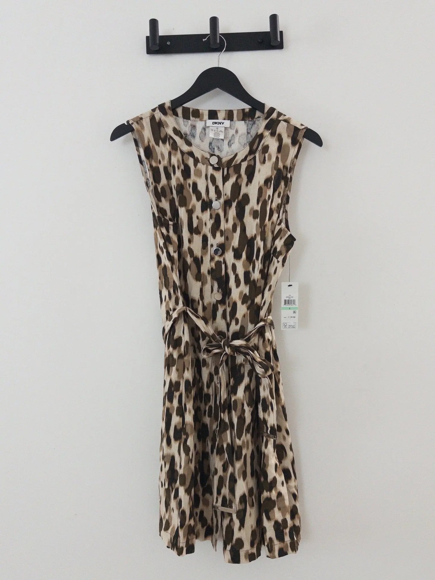 Printed Button-Front Belted Sleeveless Dress - Layalita