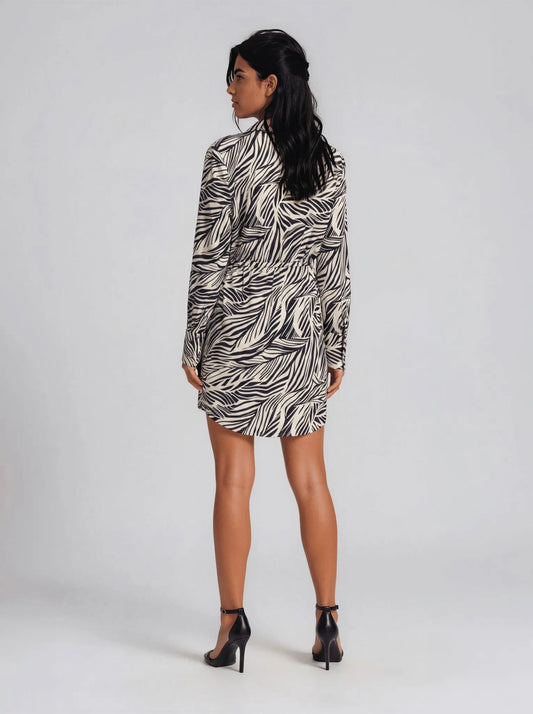 Printed Collared A-Line Dress - Layalita