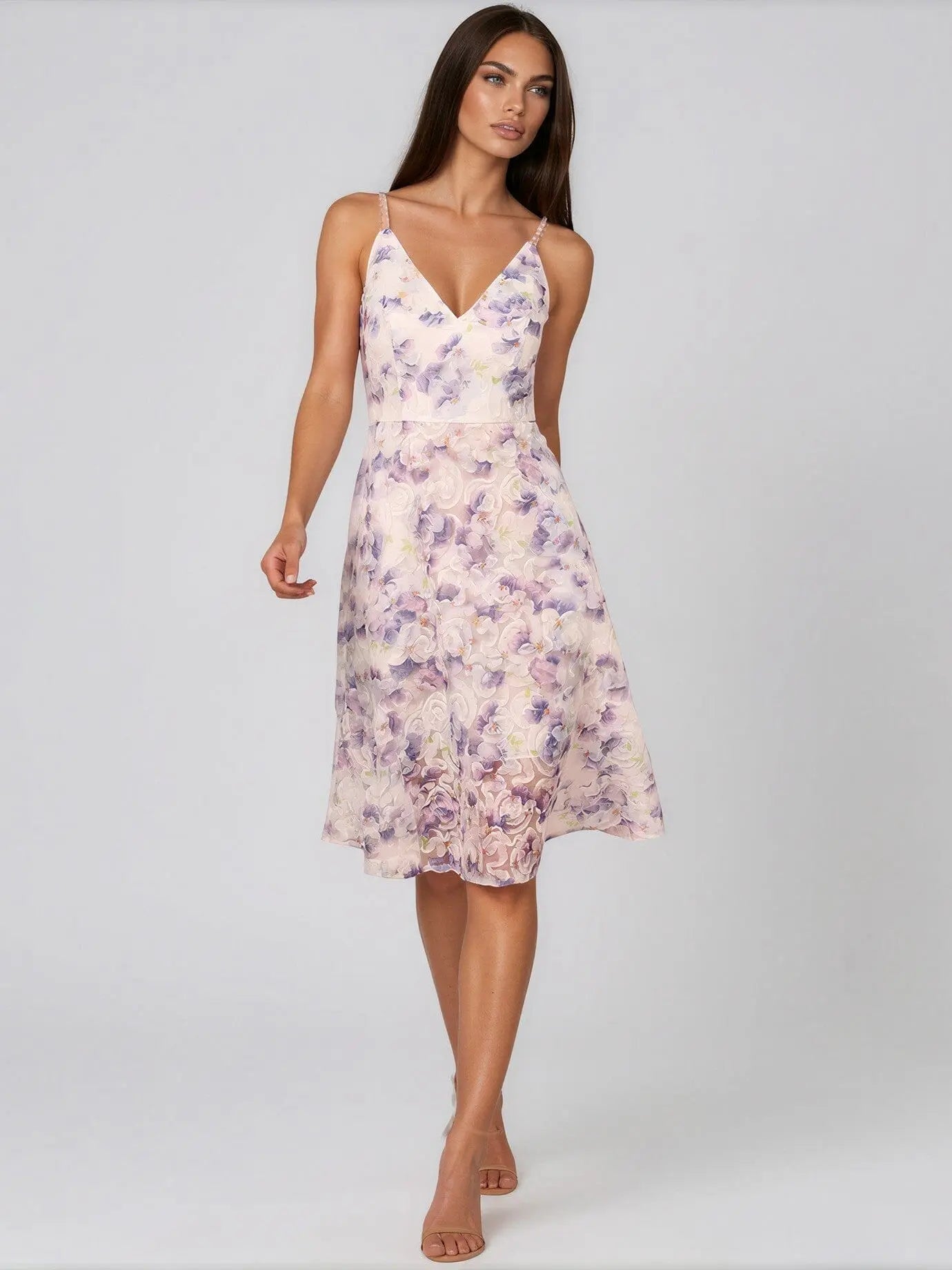 Printed Embellished-Strap Dress Adrianna Papell 