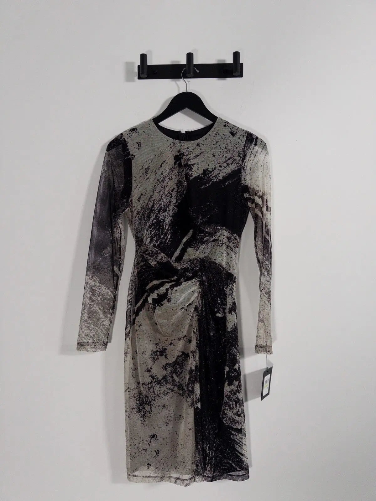 Printed Long - Sleeve Side - Ruched Dress - Layalita
