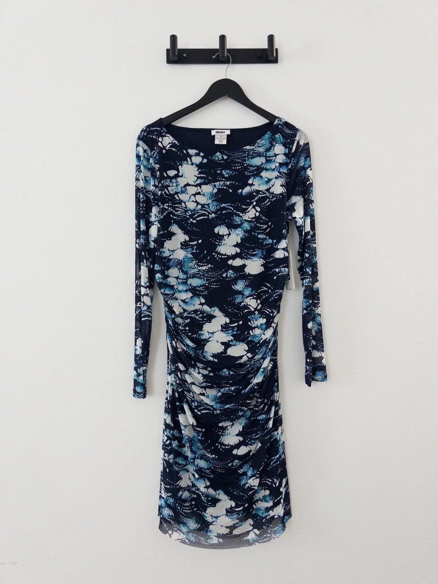 Printed Mesh Long-Sleeve Sheath Dress DKNY 