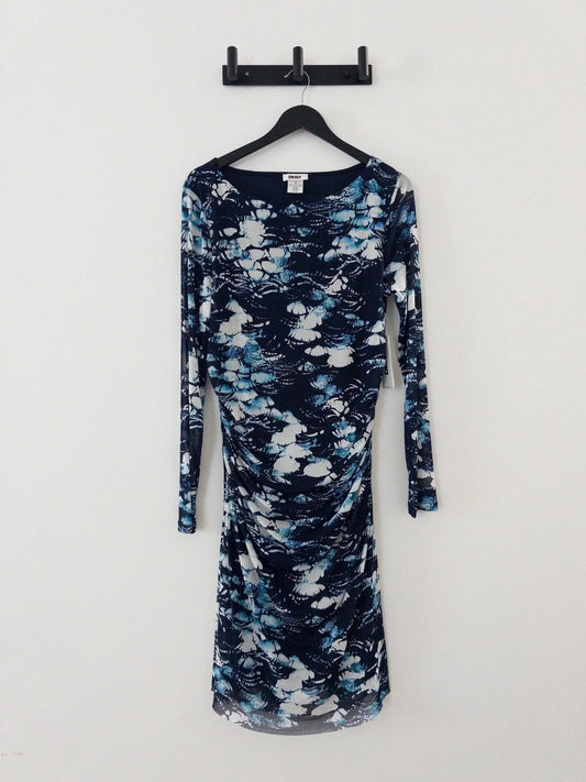 Printed Mesh Long-Sleeve Sheath Dress DKNY 