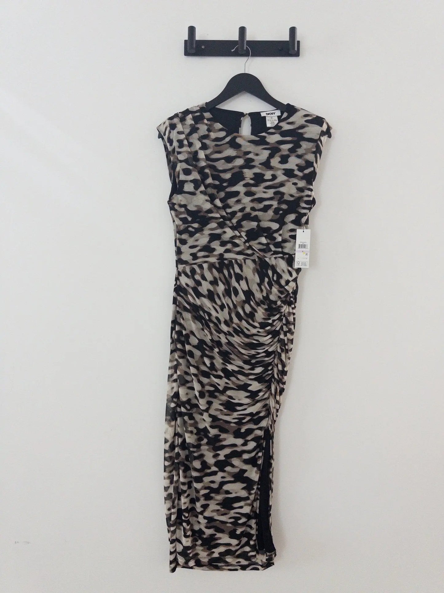 Printed Mesh Ruched Bodycon Midi Dress - Layalita