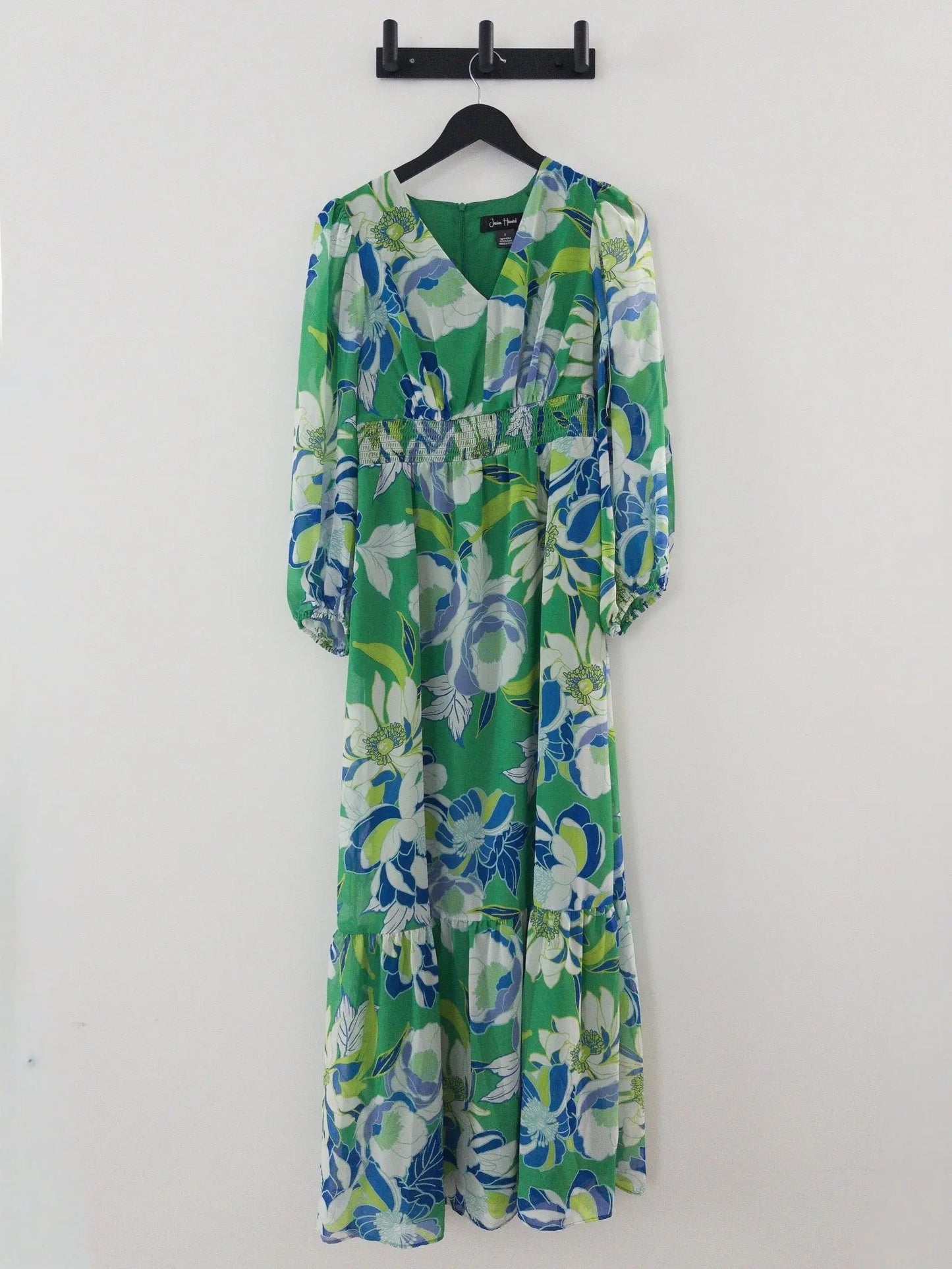 Printed Puff - Sleeve V - Neck Maxi Dress - Layalita