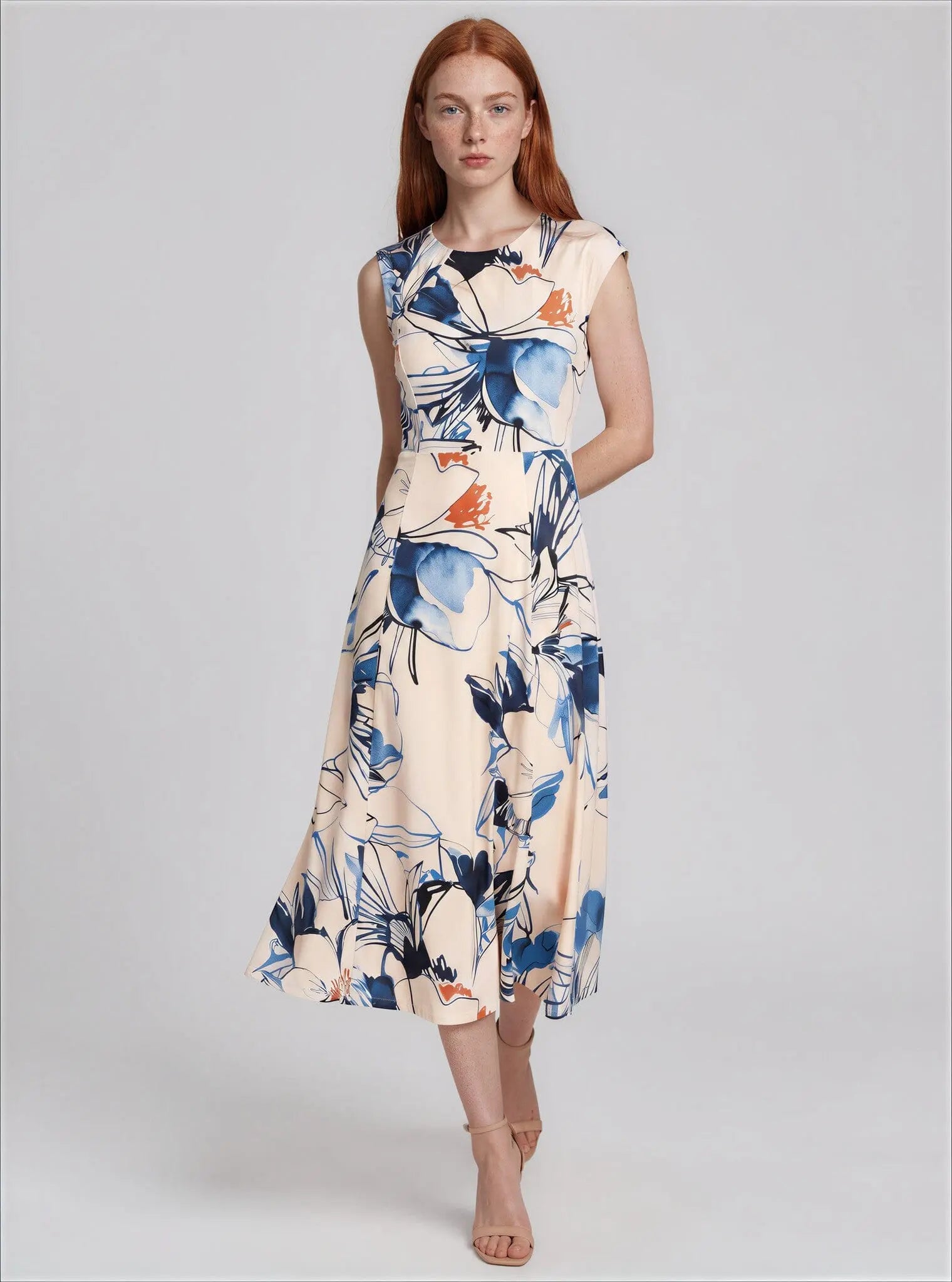 Printed Sleeveless A-Line Dress - Layalita