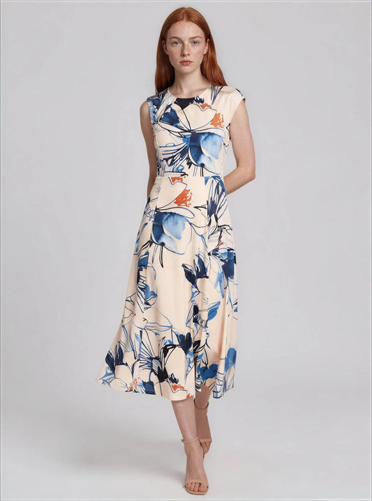 Printed Sleeveless A-Line Dress - Layalita
