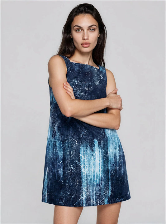 Printed Square-Neck Sleeveless Dress DKNY 
