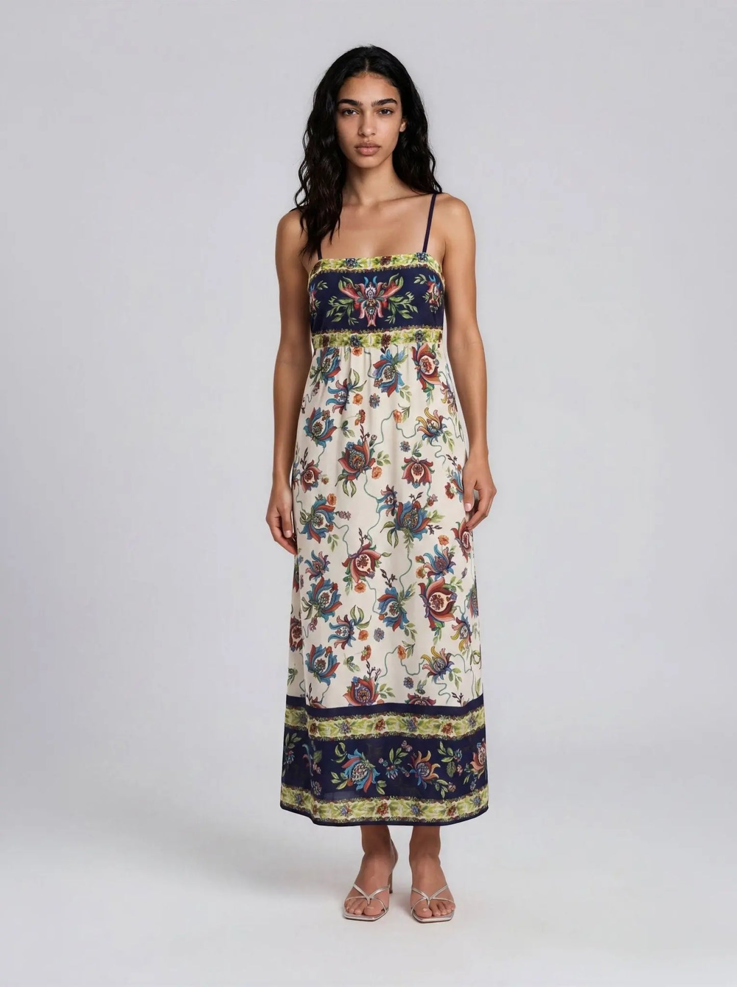 Printed Square-Neck Sleeveless Maxi Dress - Layalita