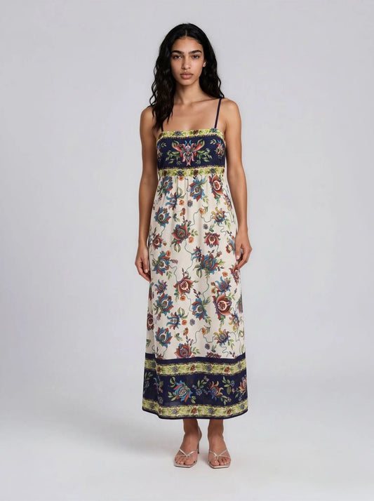 Printed Square-Neck Sleeveless Maxi Dress - Layalita
