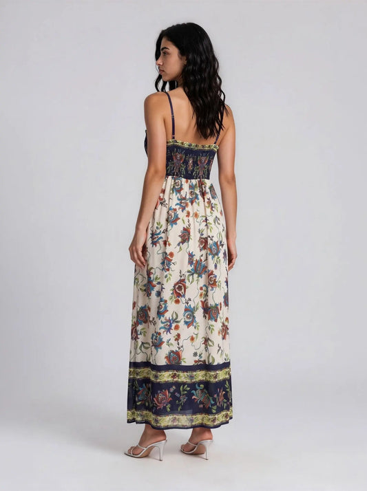 Printed Square-Neck Sleeveless Maxi Dress - Layalita