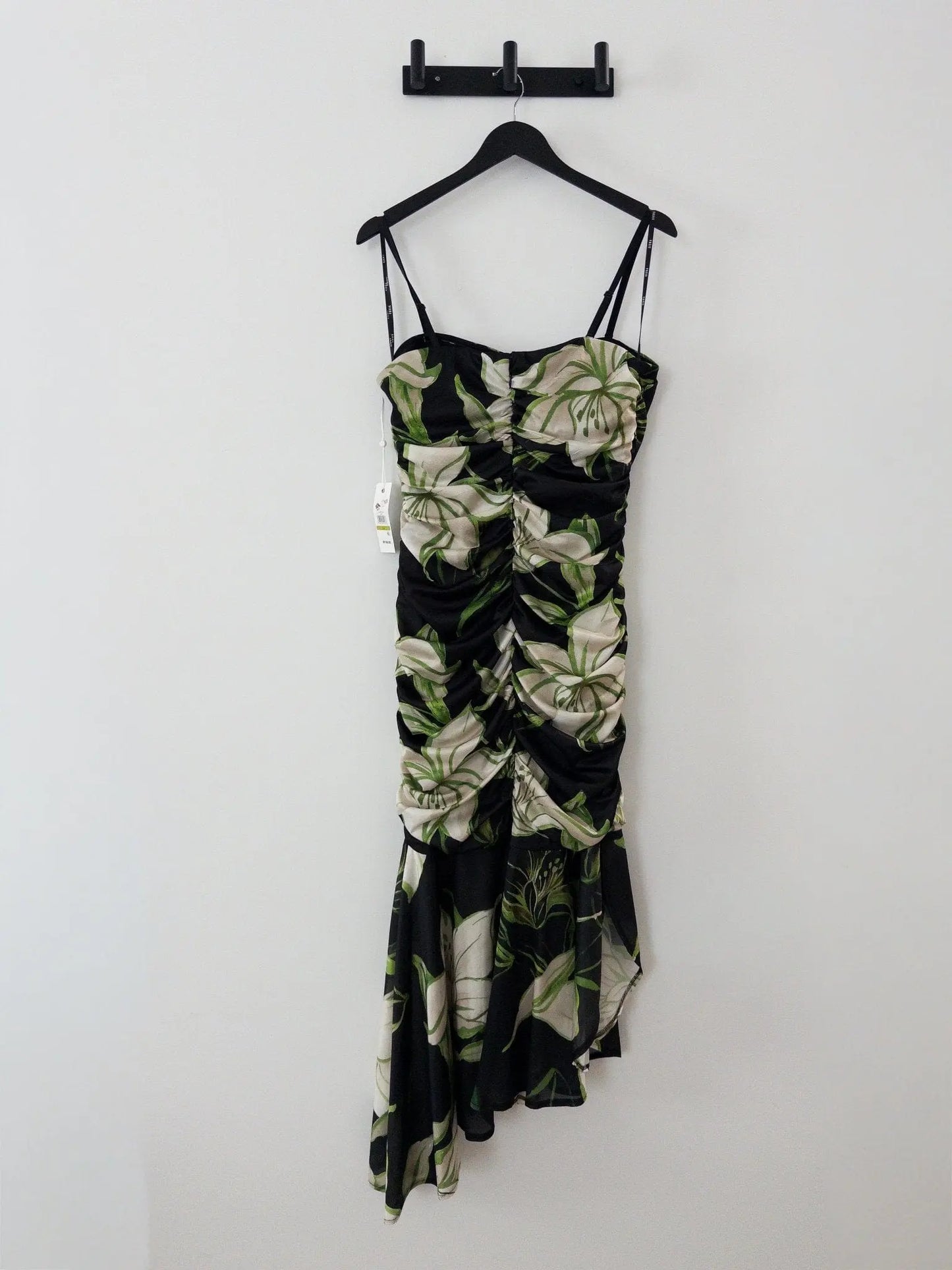 Printed Stretch-Mesh Asymmetric Midi Dress Siena 