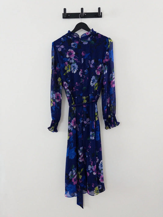 Printed Tie - Waist Long - Sleeve Dress - Layalita