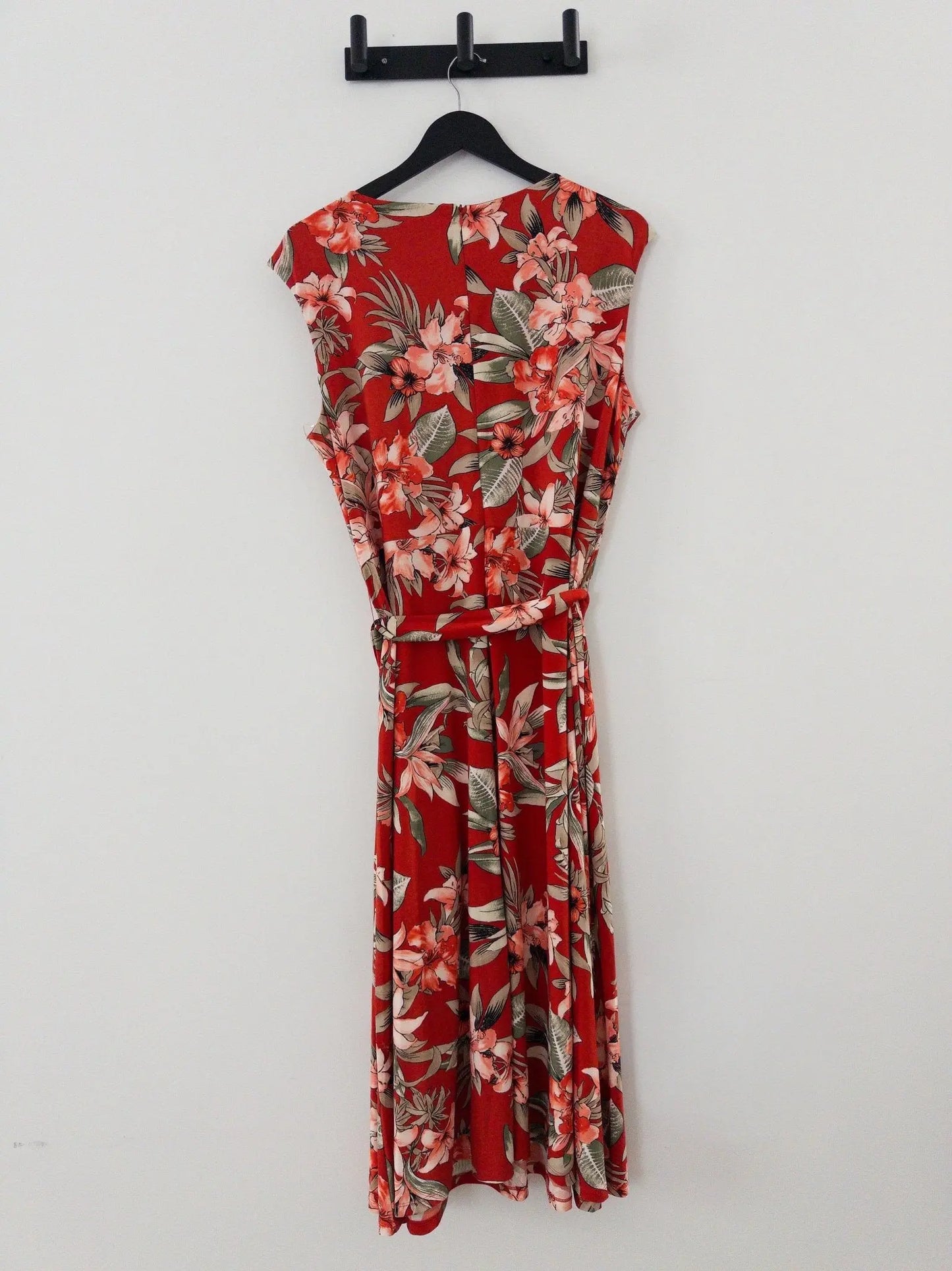 Printed Tie - Waist Midi Dress - Layalita