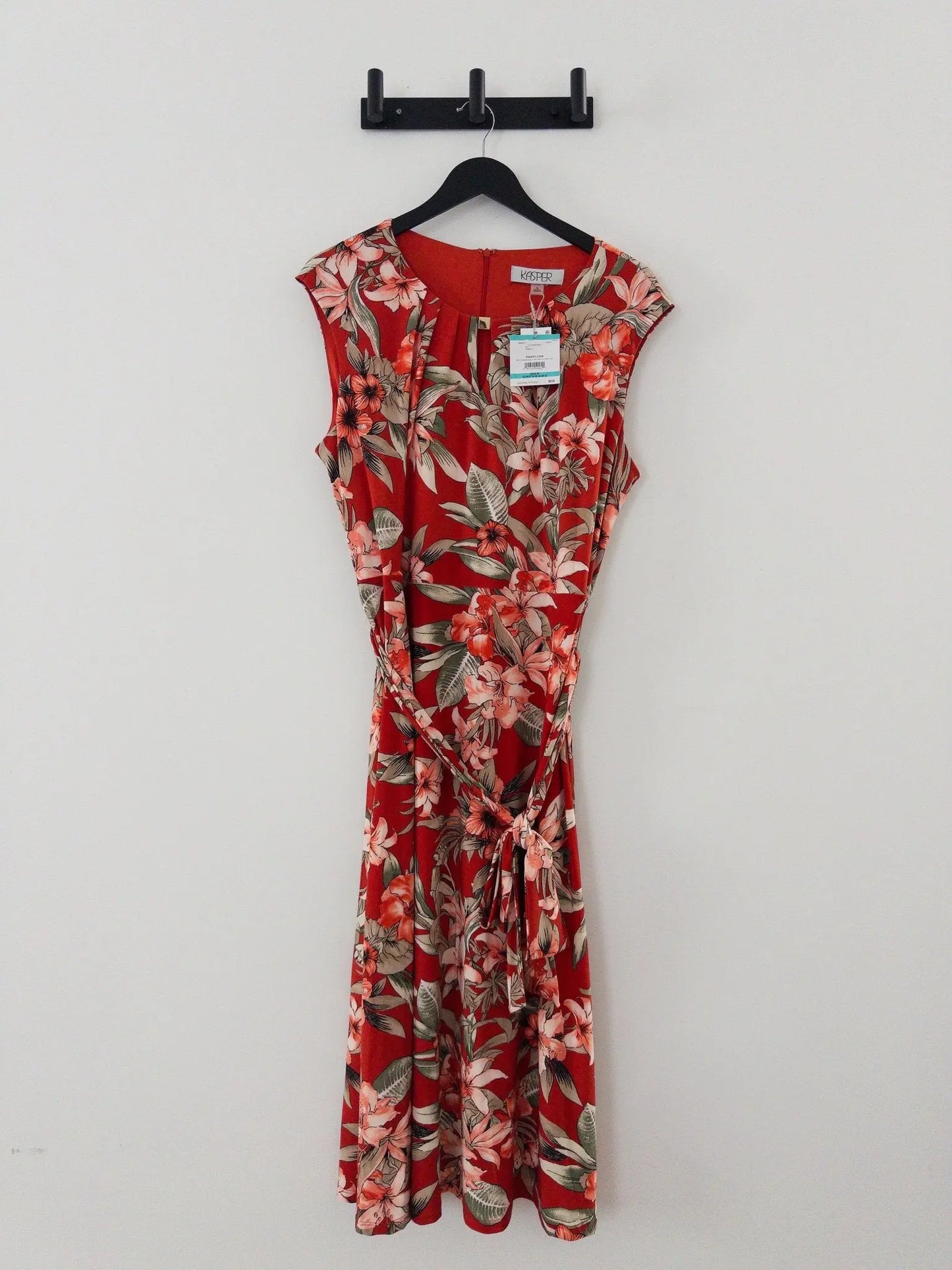 Printed Tie - Waist Midi Dress - Layalita