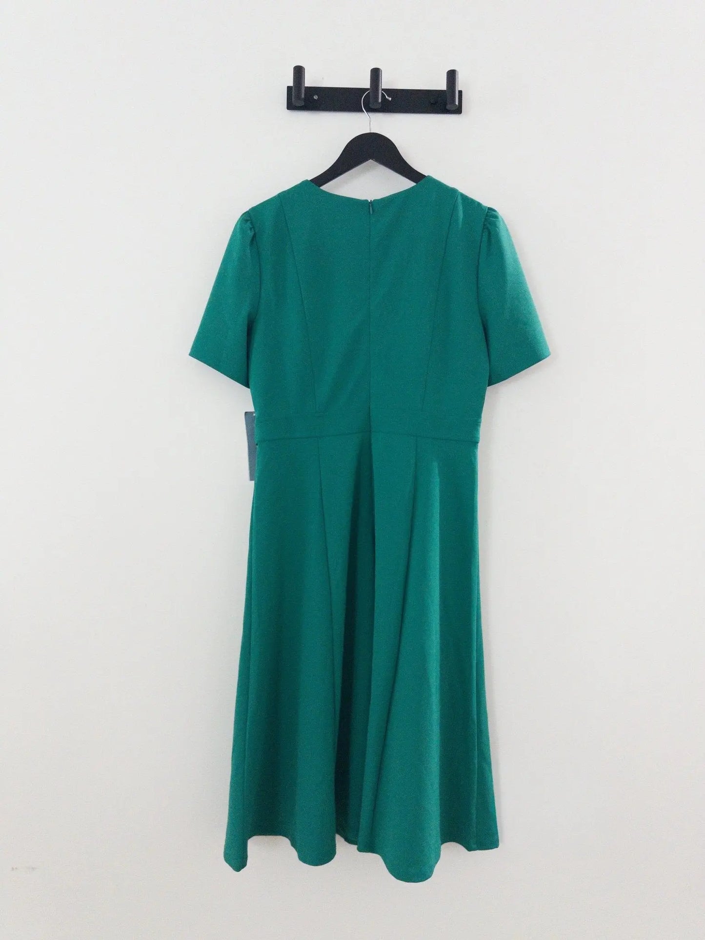 Puff-Sleeve Tab-Detail Fit & Flare Dress - Layalita