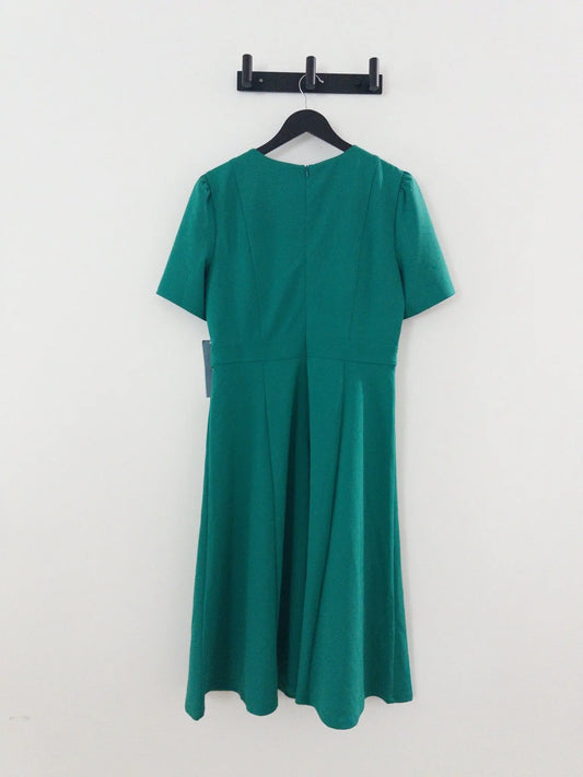 Puff-Sleeve Tab-Detail Fit & Flare Dress - Layalita
