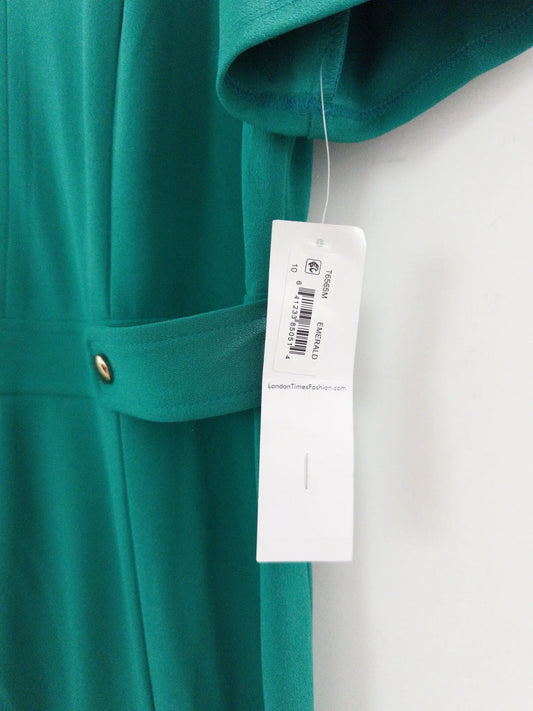 Puff-Sleeve Tab-Detail Fit & Flare Dress - Layalita
